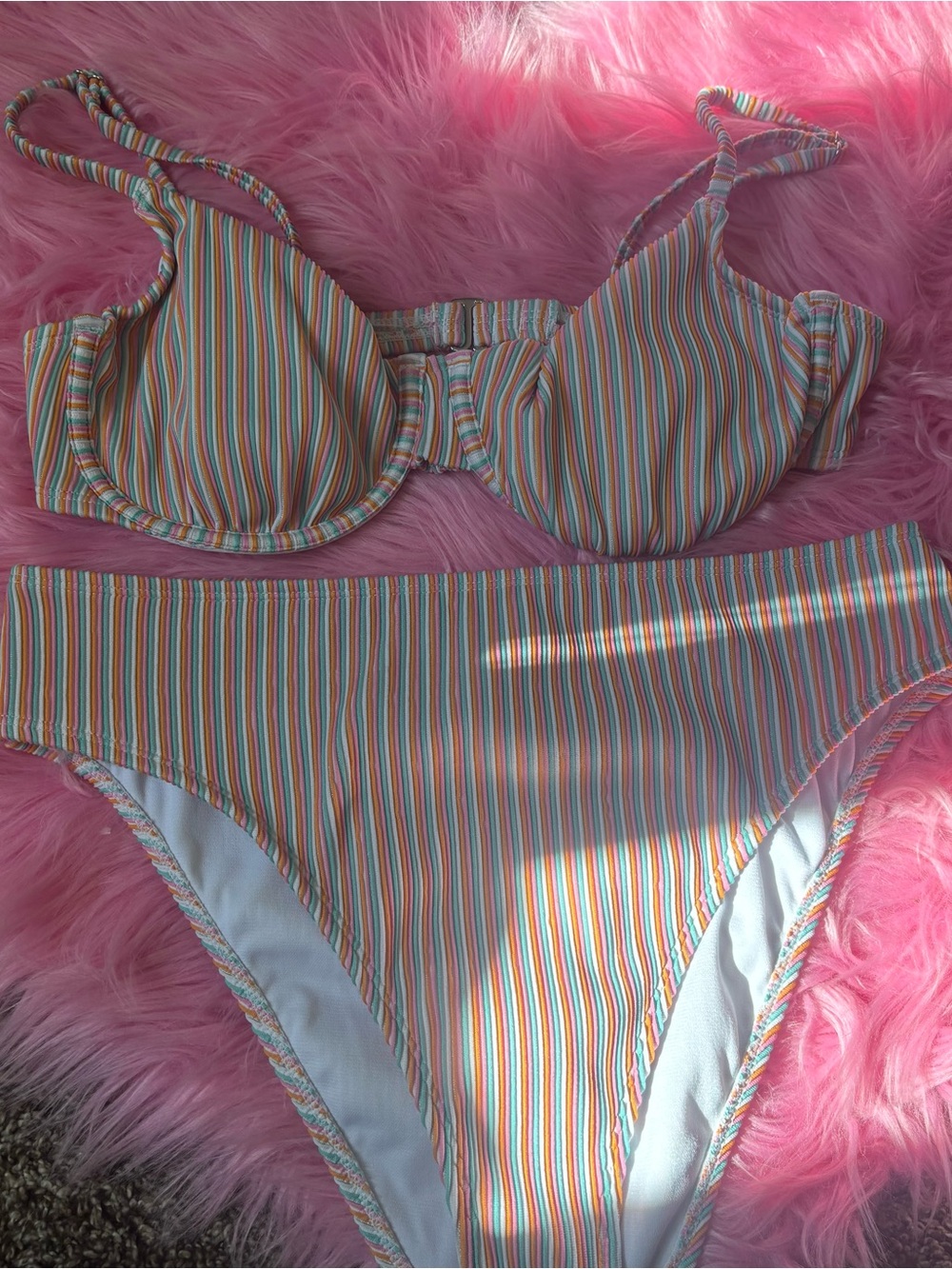 No Boundaries Striped Underwire Bikini Set Women’s L 12–14